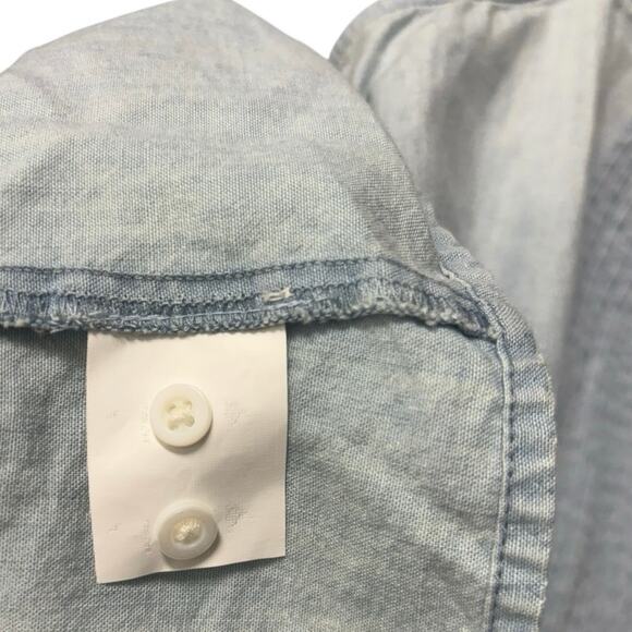 AE77 Light Blue Chambray Peplum Tank Top Tie Straps Size Small - Picture 3 of 3